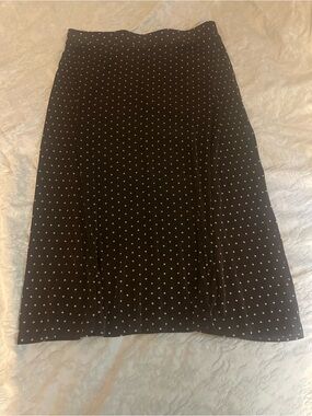 Laura Ashley Brown Midi Skirt with White Polka Dots